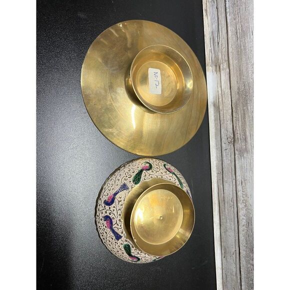 Two Brass Indian Ritual Bowls - Picture 3 of 8